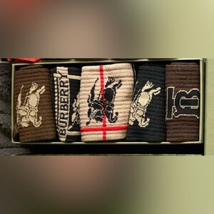 Burberry Tan and Brown Logo unisex Socks